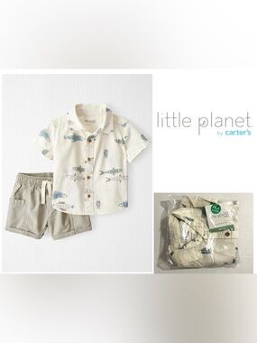 🆕CARTER’S LITTLE PLANET - NB - NWT - INFANT BOYS 2PC FISH / FISHING OUTFIT